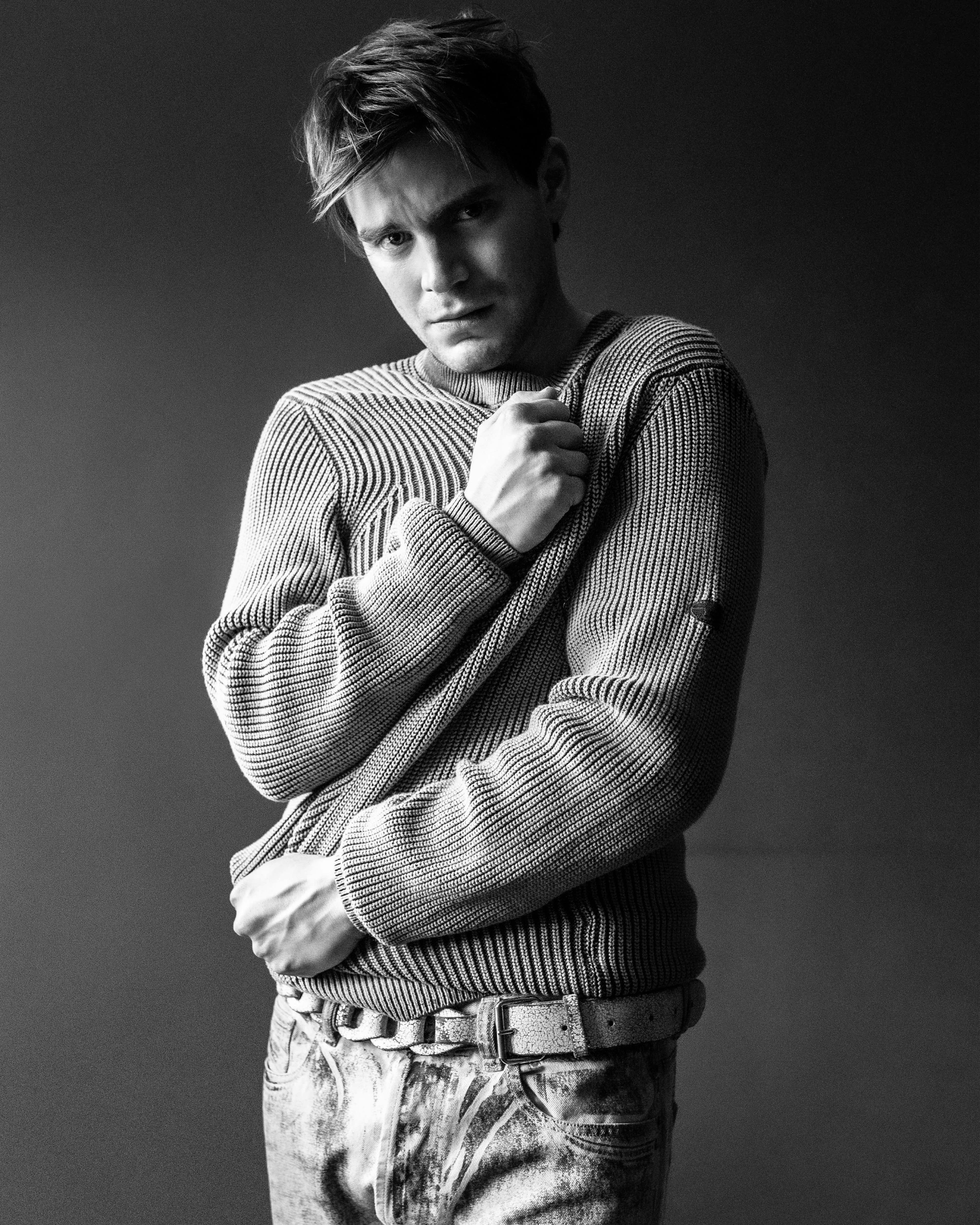 Sweater and jeans by Diesel. Belt, stylist’s own.