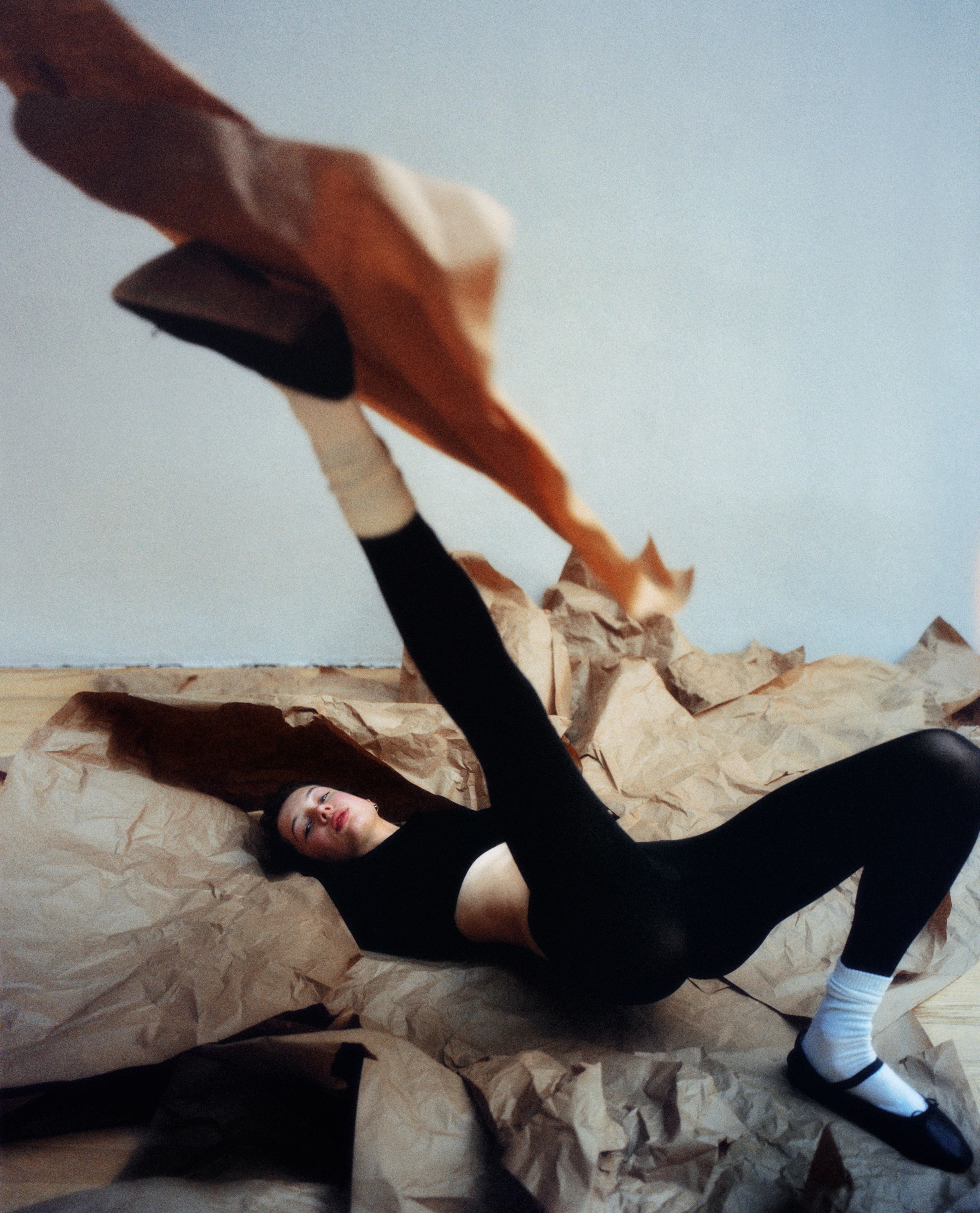 All clothing by by Isabel Marant. Shoes by Loeffler Randall. Socks by Falke.