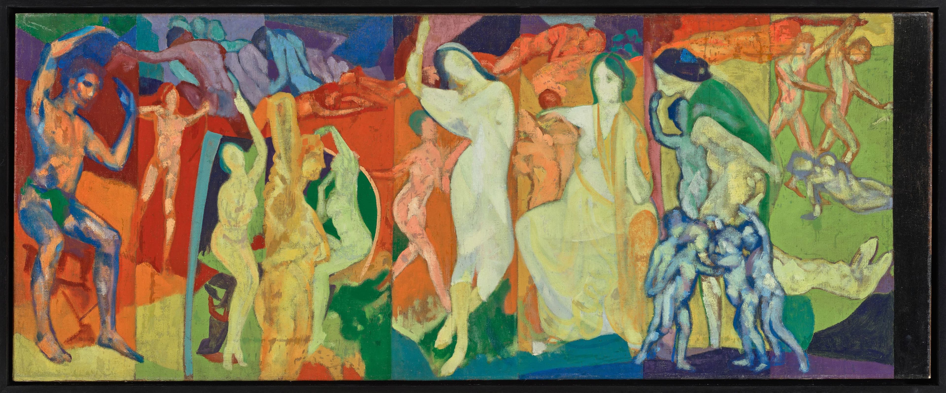 Arthur B. Davies. ’Cartoon,’ c. 1914-15. Oil on canvas, 60“ × 24“ (152.4 cm × 61 cm).