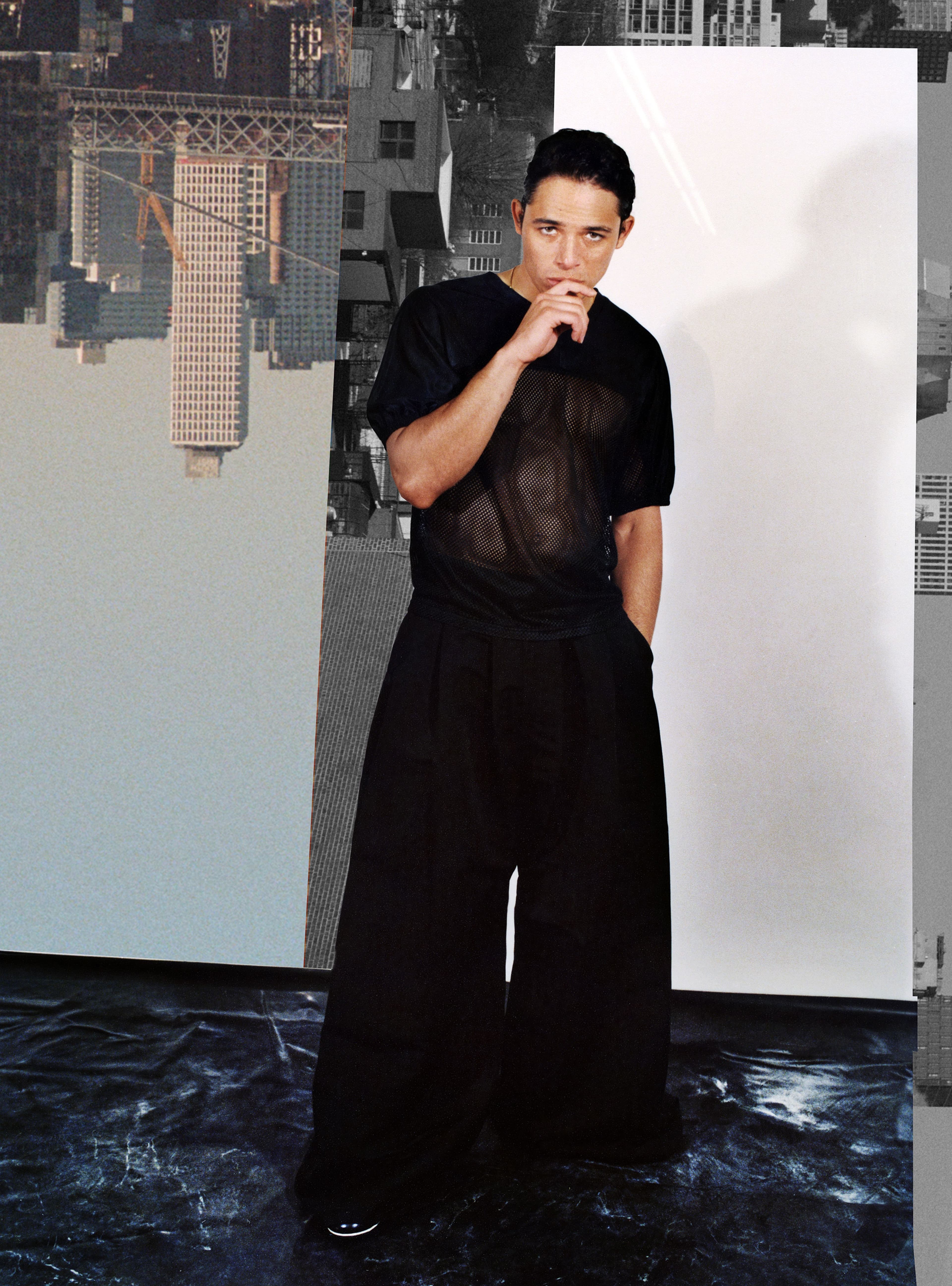 All clothing by Willy Chavarria. Vintage sneakers, worn throughout, by Helmut Lang from the David Casavant Archive.