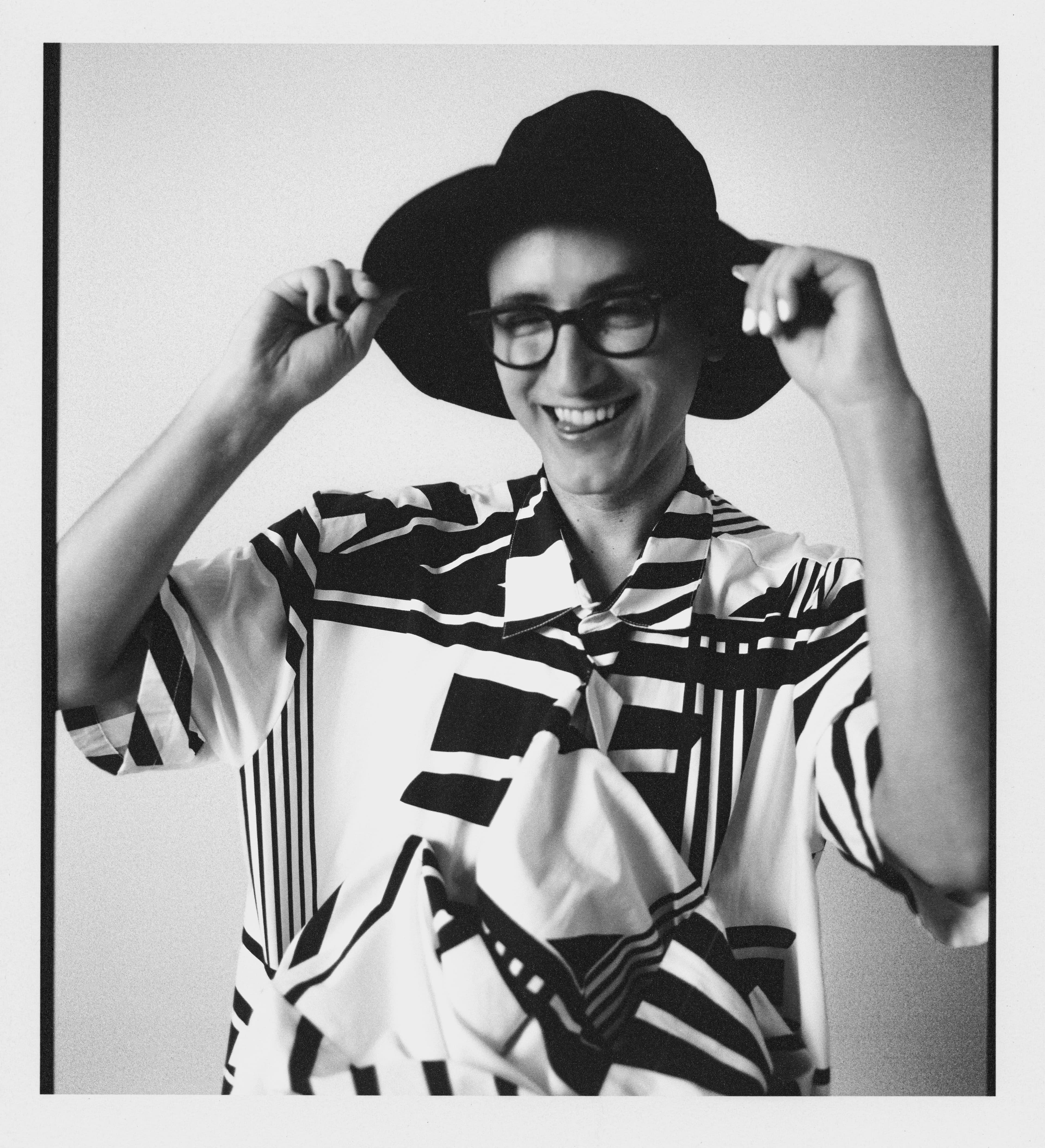 Shirts from Front General Store. Vintage hat by Loewe, stylist’s own. Glasses, Sunderland’s own.