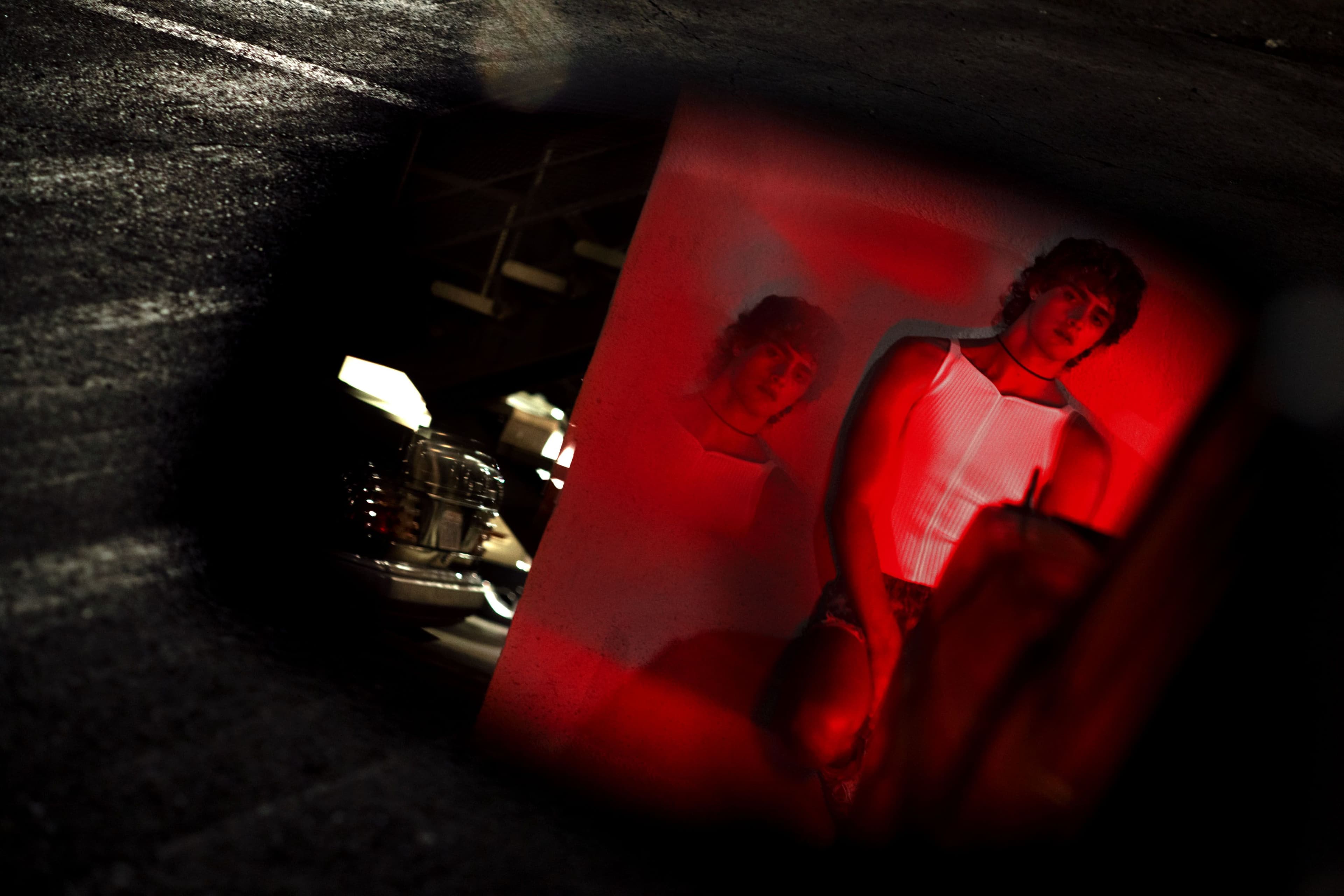 Top by Courrèges. Shorts by Loewe. Necklace, stylist’s own.