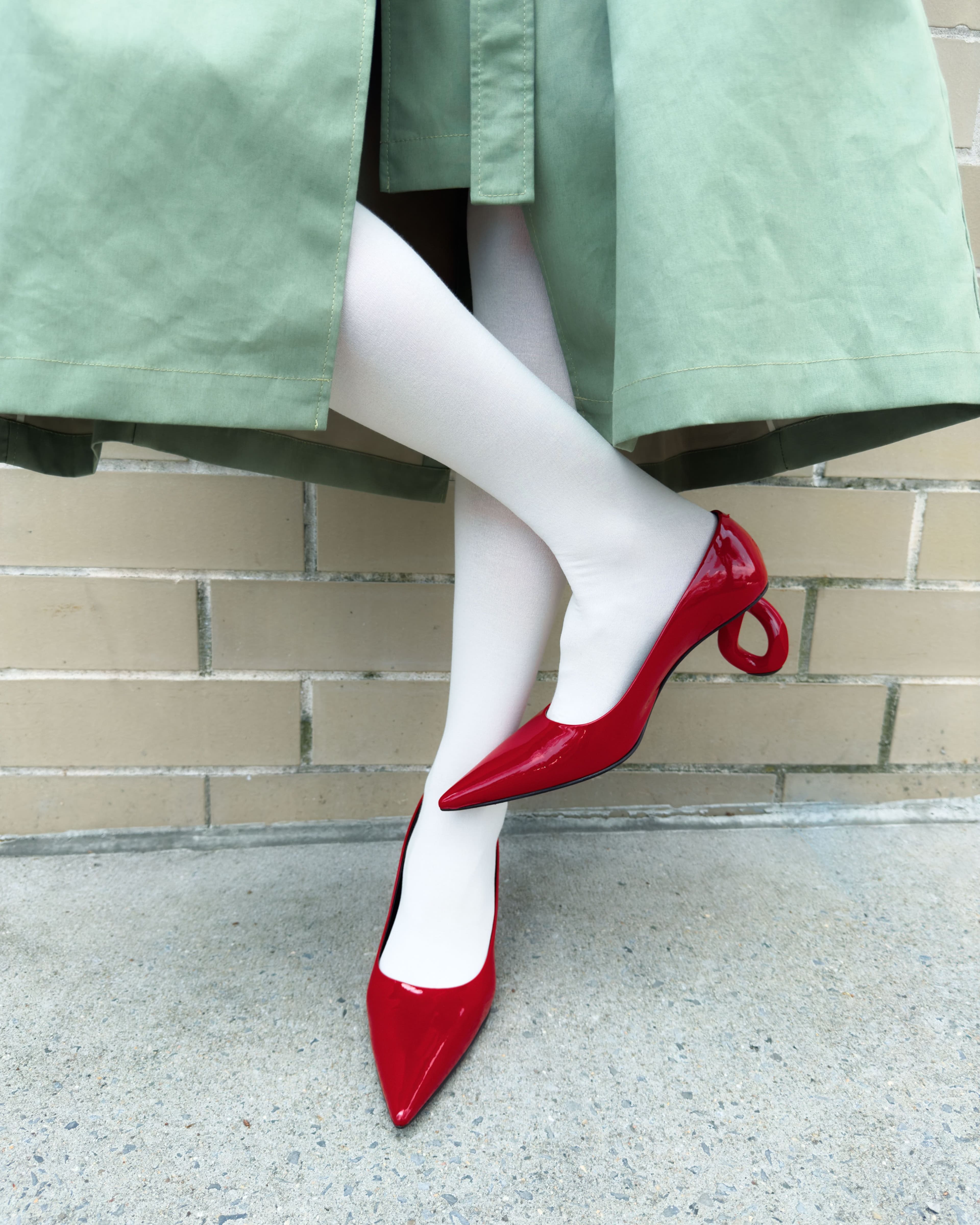 COAT and vintage SHOES by ,JW Anderson. ,TIGHTS by ,Falke.