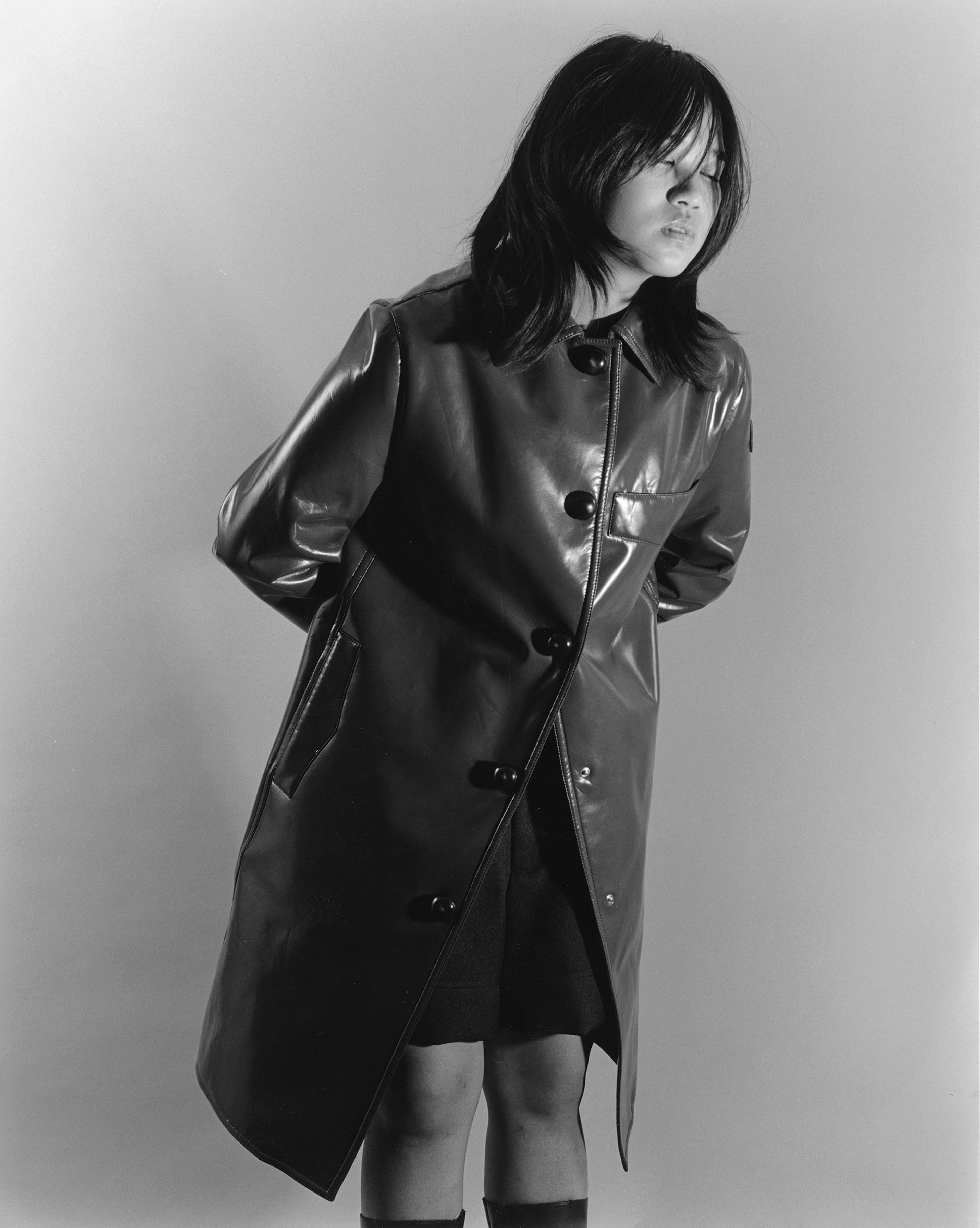 Coat by 2 Moncler 1952. Shorts by Goodfight. Boots, stylist’s own.